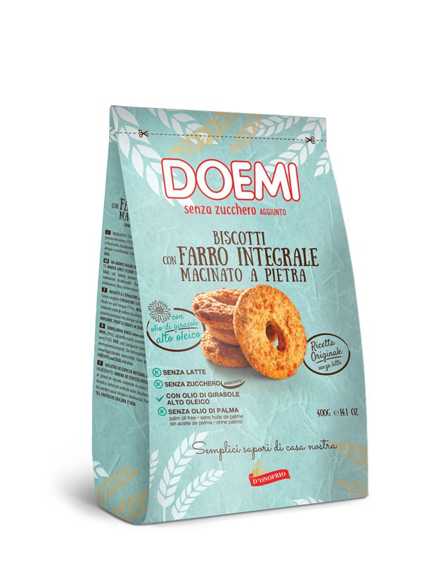 Biscotti con Farro Integrale macinato a pietra senza zuccheri aggiunti